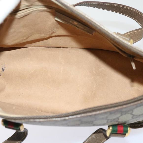 GUCCI GG Supreme Web Sherry Line Hand Bag 2way Beige Red 41 02 039 Auth 64239 - Picture 11 of 16